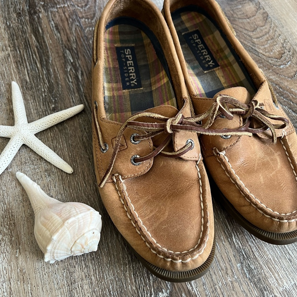 Sperry Brown Leather Moc Toe Boat Shoes